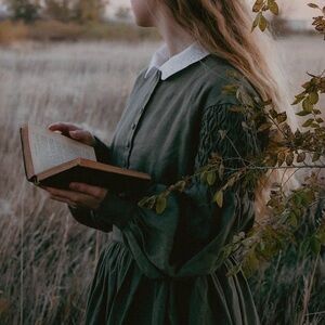 SOLD!!!!!! Little Women Atelier linen Beth ‘23 dress in sage green